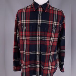 Eddie Bauer Heavy Flannel Plaid Shacket Men's Size Large Button Up Long Sleeve